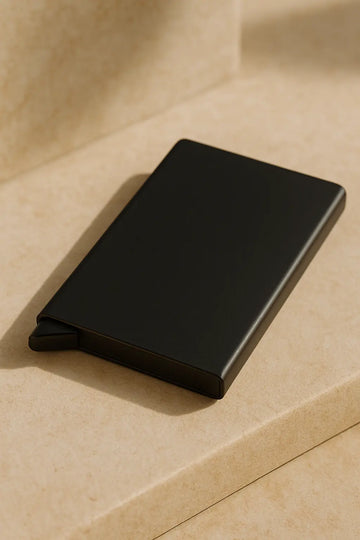 Mizu 水 – Porte Carte Métallique RFID Pop-Up Compact in Noir