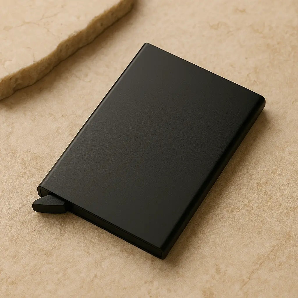 Mizu 水 – Porte Carte Métallique RFID Pop-Up Compact in Noir