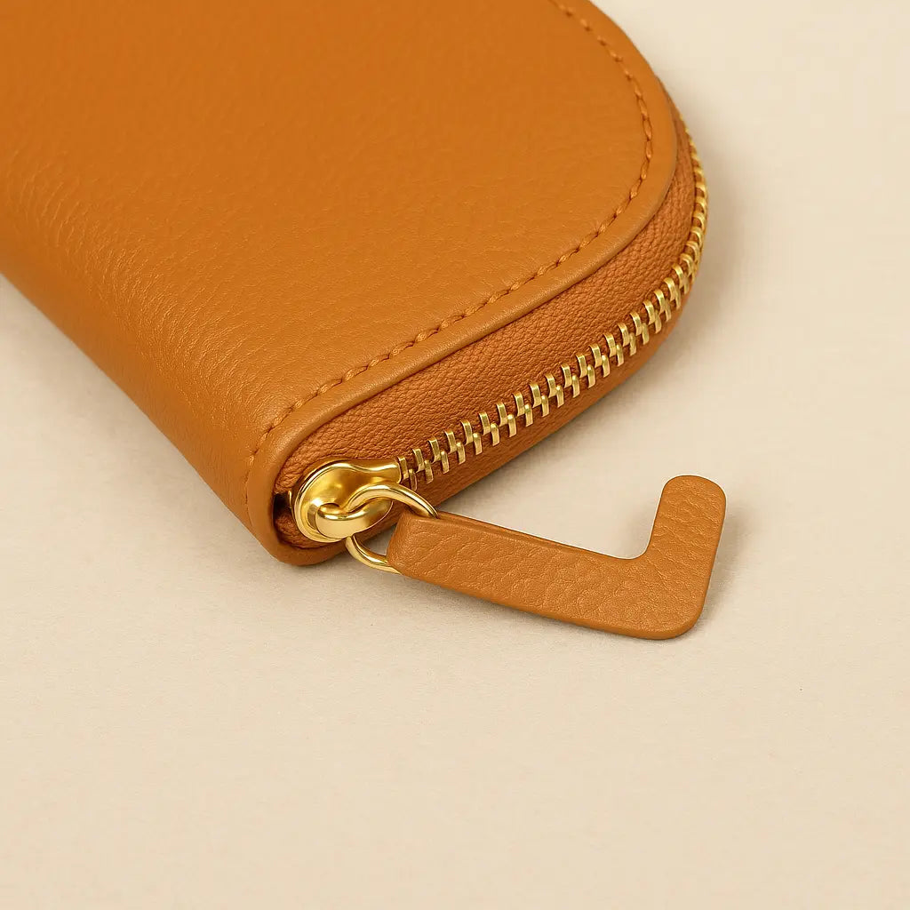 portefeuille compact femme cuir PU pratique HANA in Orange