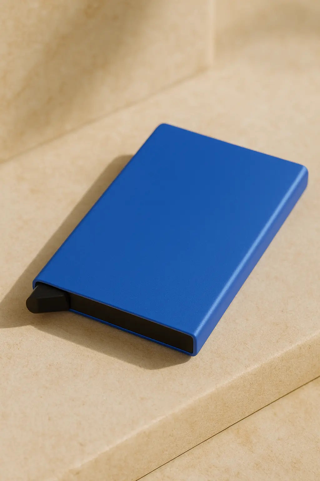 Mizu 水 – Porte Carte Métallique RFID Pop-Up Compact in Bleu