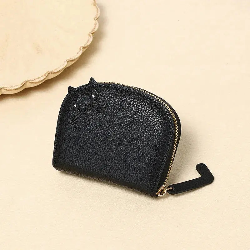 portefeuille compact femme cuir PU pratique HANA in Noir