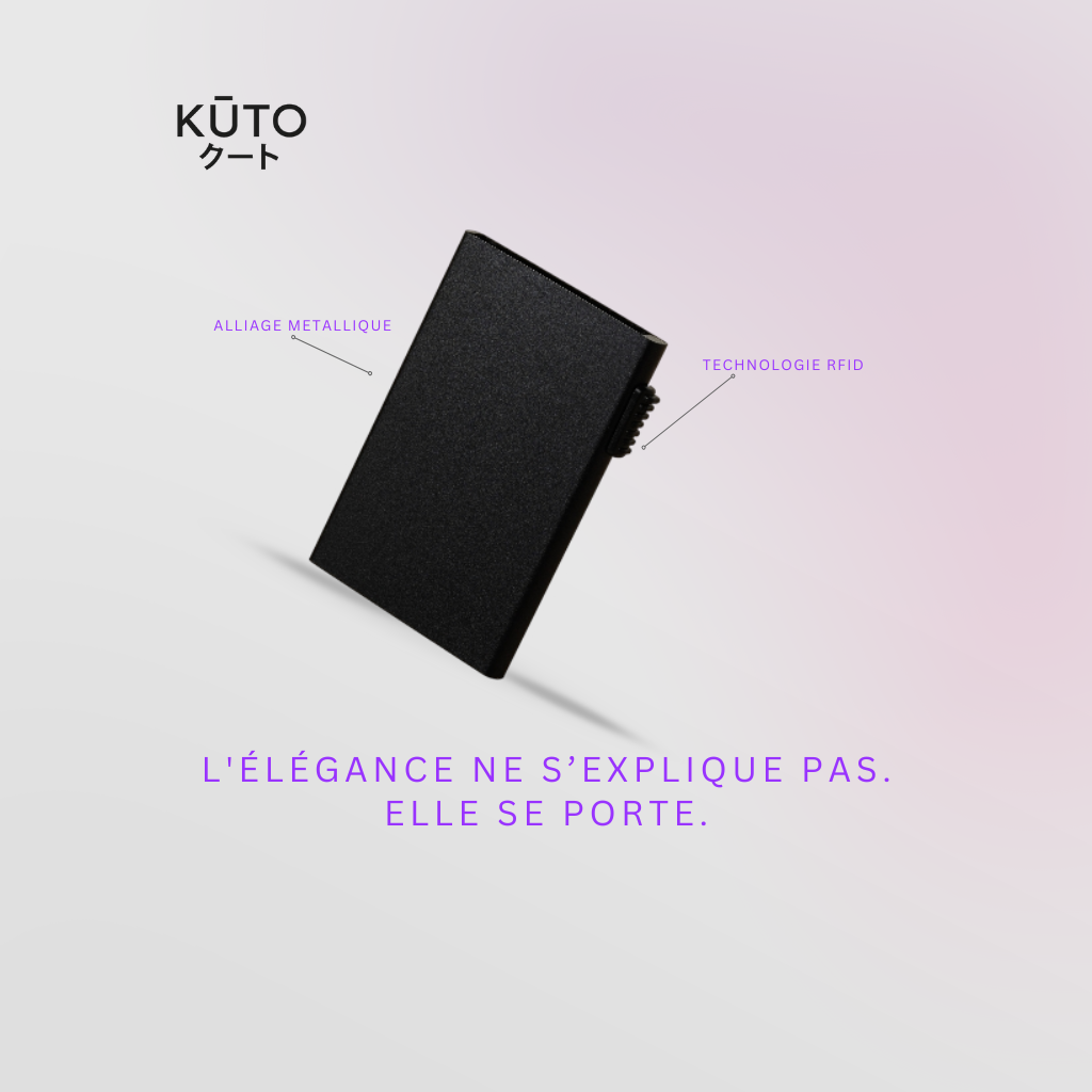 porte carte RFID métal Asahi 朝日 sécurisé minimaliste in Noir 